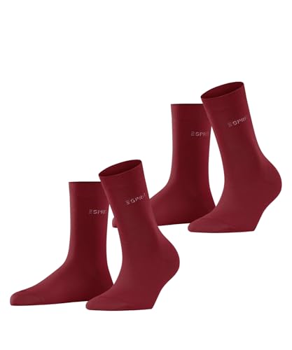 ESPRIT Damen Socken Uni Multipack W So Baumwolle einfarbig 2 Paar, Rosa Red Pepper 8074, 39-42 von ESPRIT