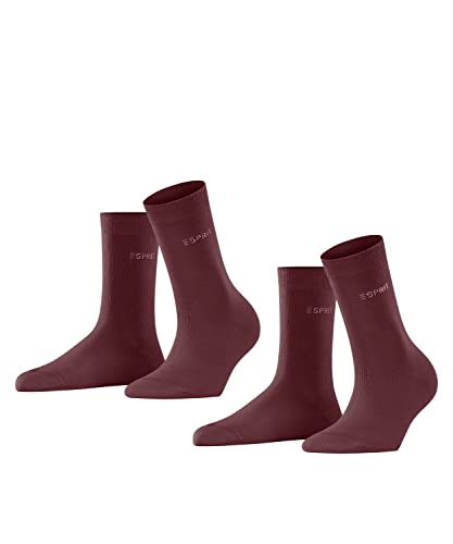 ESPRIT Damen Socken Uni 2-Pack W SO Baumwolle einfarbig 2 Paar, Rot (Shadow Red 8138), 35-38 von ESPRIT