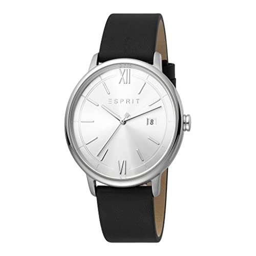 ESPRIT ES1G181L0015 Kaya Gents Black Silver Uhr Herrenuhr Leder-Armband Datum von ESPRIT