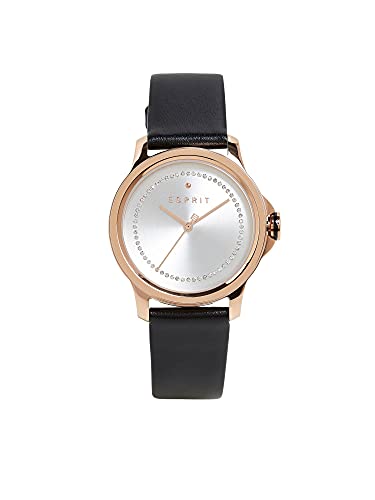 ESPRIT Edelstahl-Uhr mit Zirkonia und Leder-Armband von ESPRIT