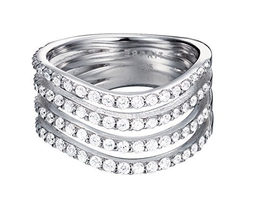 Esprit Essential Damen-Ring ES-GLEAMING WAVE 925 Silber rhodiniert Zirkonia transparent von ESPRIT