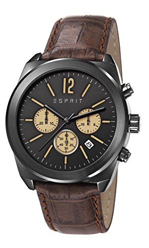 ESPRIT Herren Chronograph Quarz Uhr mit Leder Armband ES107571003 von ESPRIT