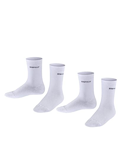 ESPRIT Unisex Kinder Socken Foot Logo 2-Pack K SO Baumwolle einfarbig 2 Paar, Weiß (Off-White 2010), 31-34 von FALKE