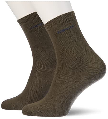 ESPRIT Unisex Kinder Socken Foot Logo 2-Pack K SO Baumwolle einfarbig 2 Paar, Grün (Thymian 7821), 35-38 von FALKE