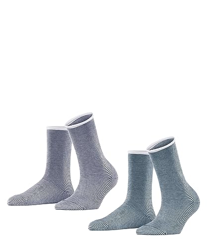 FALKE Damen Allover Stripe 2-pack W Baumwolle Gemustert 2 Paar Socken, Mehrfarbig (Sortiment 0150), 35-38 EU von ESPRIT