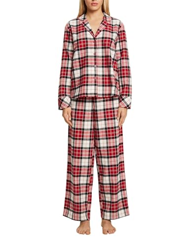 ESPRIT Damen Pyjama-Set aus kariertem Flanell,Red 3,XXL von ESPRIT