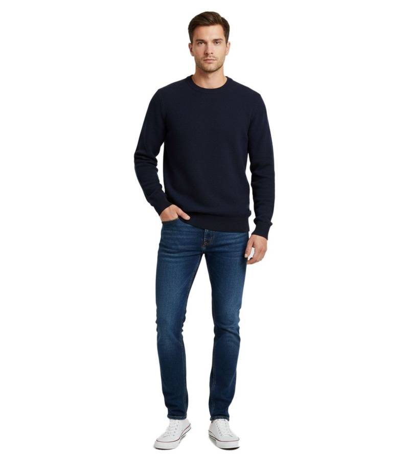 Schlichter ESPRIT Herren Strick-Pullover Rundhals-Sweater Baumwoll-Pullover Dunkelblau von ESPRIT