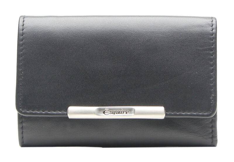 ESQUIRE - Esquire Logo 2020 Schlüsseletui mit Haken echt Rindleder schwarz Schwarz von ESQUIRE