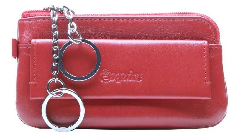 ESQUIRE - Esquire New Silk Schlüsseletui mit Reißverschluss rot Rot von ESQUIRE