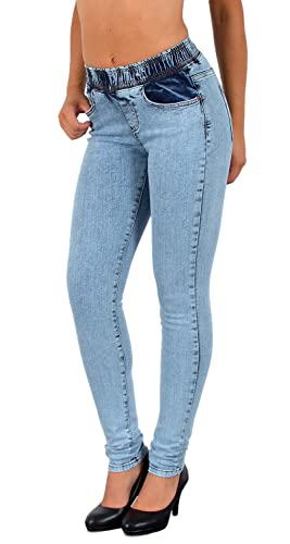 Damen Jeans Skinny High Waist Mit Elastischem Gummi-Bund Stretch Jeggings Übergröße J291 von ESRA