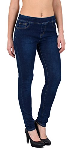Damen Jeans Skinny High Waist Mit Elastischem Gummi-Bund Stretch Jeggings Übergröße J291 von ESRA