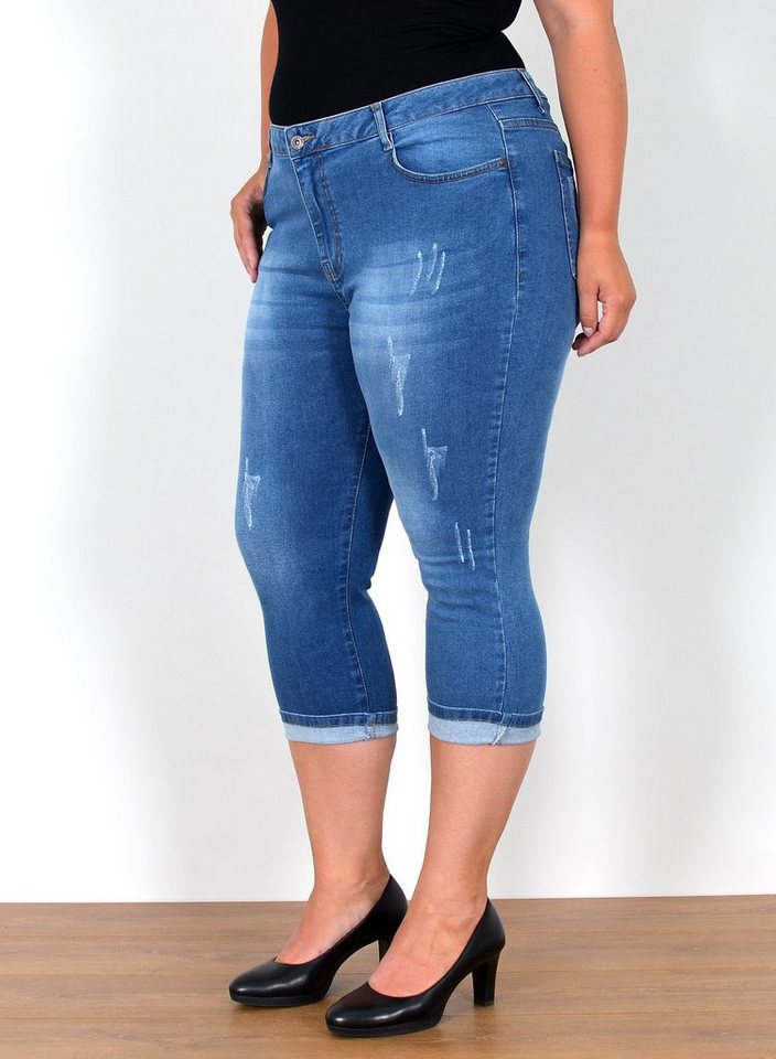 ESRA 3/4-Jeans Capri Jeans Damen High Waist Hose Stretch 3/4 Jeans kurze Jeans C150 Damen Jeans Capri Hose High Waist Jeanshose 3/4 Jeans Capri Damen Hose von ESRA