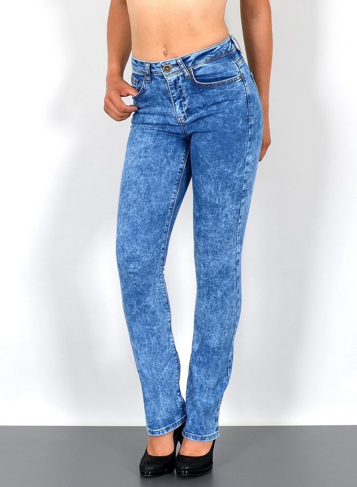 ESRA Bootcut-Jeans Bootcut Jeans Damen High Waist Stretch Wide Leg Jeans bis Übergröße B1 Damen Bootcut Jeans High Waist Damen Schlaghose Jeans weites Bein Hose von ESRA