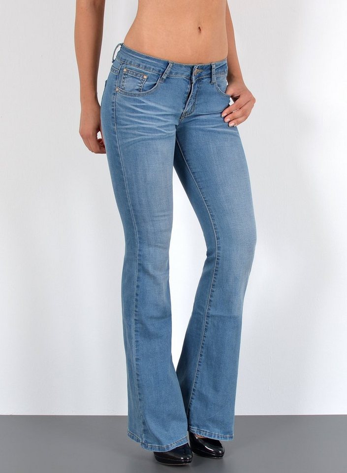 ESRA Bootcut-Jeans Schlaghose Damen Bootcut Jeans Stretch Hose mit niedrigem Bund B4 Damen Jeans Bootcut Hose Flared Leg Jeans Wide Leg Jeans weites Bein von ESRA