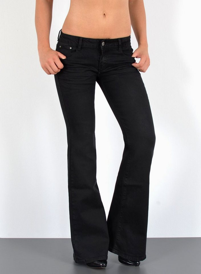 ESRA Bootcut-Jeans Schlaghose Damen Bootcut Jeans Stretch Hose mit niedrigem Bund B4 Damen Jeans Bootcut Hose Flared Leg Jeans Wide Leg Jeans weites Bein von ESRA
