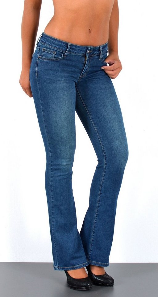 ESRA Bootcut-Jeans Damen Schlagjeans mit weitem Bein und Stretch bis Große Größen B5 Flared Jeans Damen Bootcut Hose Stretch-Jeans mit Schlag von ESRA