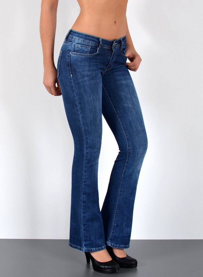 ESRA Bootcut-Jeans Damen Schlagjeans mit weitem Bein und Stretch bis Große Größen B5 Flared Jeans Damen Bootcut Hose Stretch-Jeans mit Schlag von ESRA