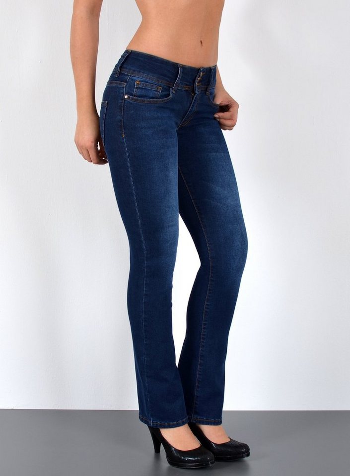 ESRA Bootcut-Jeans Damen Flared Jeans Bootcut Damen Jeanshose Schlaghose Schlagjeans B6 Bootcut Jeans Damen Low Waist Stretch Jeans Damen Schlag bis Übergröße von ESRA