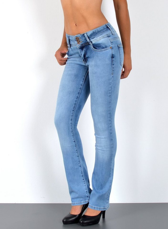 ESRA Bootcut-Jeans Damen Flared Jeans Bootcut Damen Jeanshose Schlaghose Schlagjeans B6 Bootcut Jeans Damen Low Waist Stretch Jeans Damen Schlag bis Übergröße von ESRA
