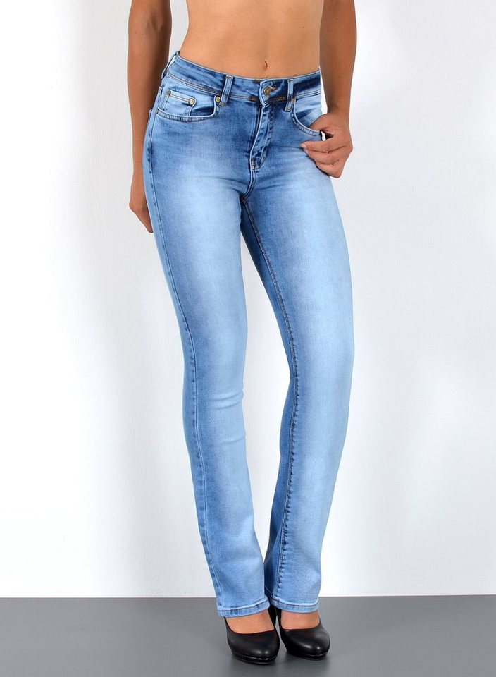 ESRA Bootcut-Jeans Damen Bootcut Jeans High Waist Schlaghose weite Jeans bis Übergröße B7 von ESRA