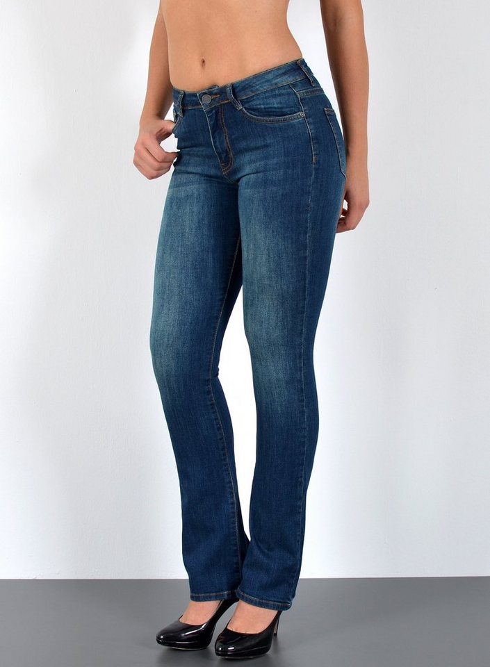 ESRA Bootcut-Jeans Damen Bootcut Jeans High Waist Schlaghose weite Jeans bis Übergröße B7 von ESRA
