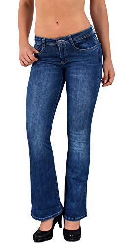 ESRA Bootcut Jeans Damen Hüftjeans Schlaghose Low Waist Wide Leg Weite Hose Schlagjeans bis Übergröße B500 von ESRA