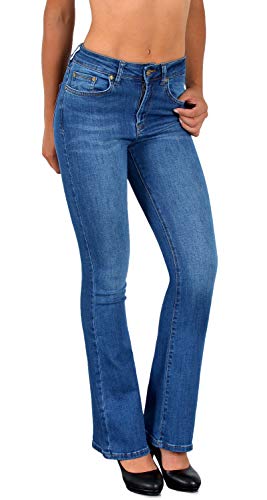 ESRA Bootcut Jeans Damen High Waist Damen Jeans Bootcut Stretch Jeans Damen Flared Schlaghose Wide Leg Jeans Bootcut Damen Weite Hose Jeanshose bis Plus Size B100 von ESRA