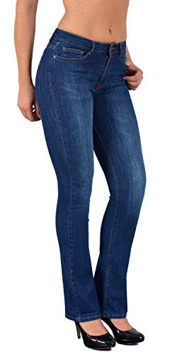 ESRA Bootcut Jeans Damen High Waist Damen Jeans Bootcut Stretch Jeans Damen Flared Schlaghose Wide Leg Jeans Bootcut Damen Weite Hose Jeanshose bis Plus Size B100 von ESRA