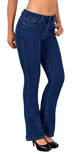 ESRA Bootcut Jeans Damen High Waist Damen Jeans Bootcut Stretch Jeans Damen Flared Schlaghose Wide Leg Jeans Bootcut Damen Weite Hose Jeanshose bis Plus Size B100 von ESRA