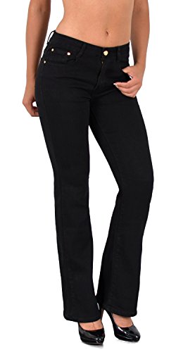 ESRA Bootcut Jeans Damen High Waist Damen Jeans Bootcut Stretch Jeans Damen Flared Schlaghose Wide Leg Jeans Bootcut Damen Weite Hose Jeanshose bis Plus Size B100 von ESRA