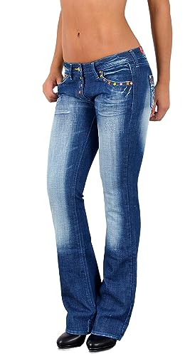 ESRA Bootcut Jeans Damen Low Waist Jeans Damen Stretch Schlaghose bis Übergröße B200 von ESRA