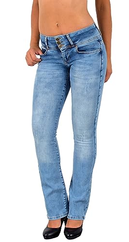 ESRA Bootcut Jeans Damen Low Waist Jeans Damen Stretch Schlaghose bis Übergröße B200 von ESRA