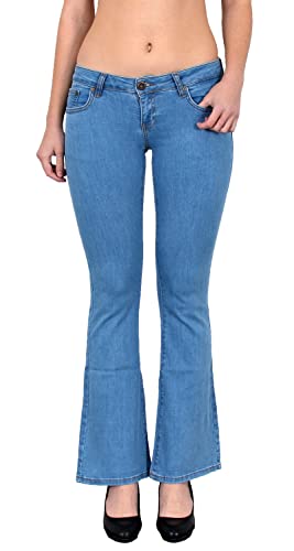 ESRA Bootcut Jeans Damen Stretch Schlaghose Hüftjeans Low Waist Wide Leg Flared Jeanshose Bis Übergröße B300 von ESRA