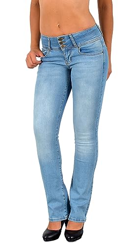 ESRA Bootcut Jeans Damen Stretch Schlaghose Hüftjeans Low Waist Wide Leg Flared Jeanshose Bis Übergröße B300 von ESRA