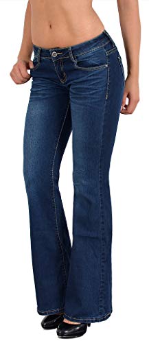 ESRA Bootcut Jeans Damen Stretch Schlaghose Hüftjeans Low Waist Wide Leg Flared Jeanshose Bis Übergröße B300 von ESRA