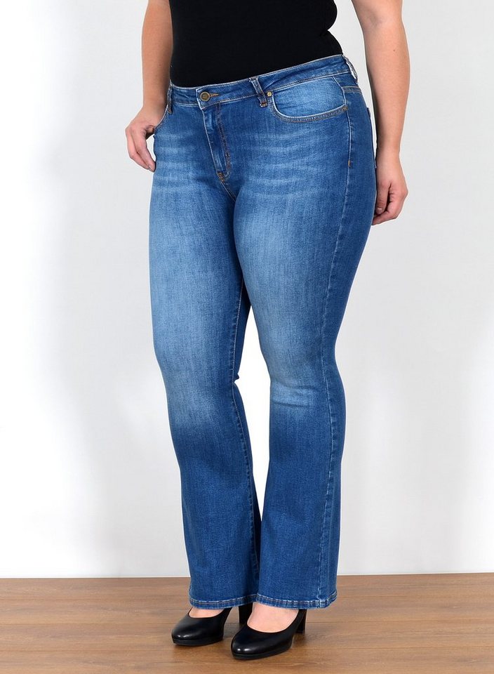ESRA Bootcut-Jeans Bootcut Jeans Damen High Waist Schlaghose Damen Jeans Flared Hose High Waist Jeans Damen Bootcut Schlaghose Jeans weites Bein Plus Size von ESRA