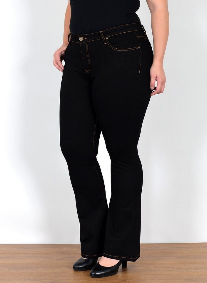 ESRA Bootcut-Jeans Bootcut Jeans Damen High Waist Schlaghose Damen Jeans Flared Hose High Waist Jeans Damen Bootcut Schlaghose Jeans weites Bein Plus Size von ESRA