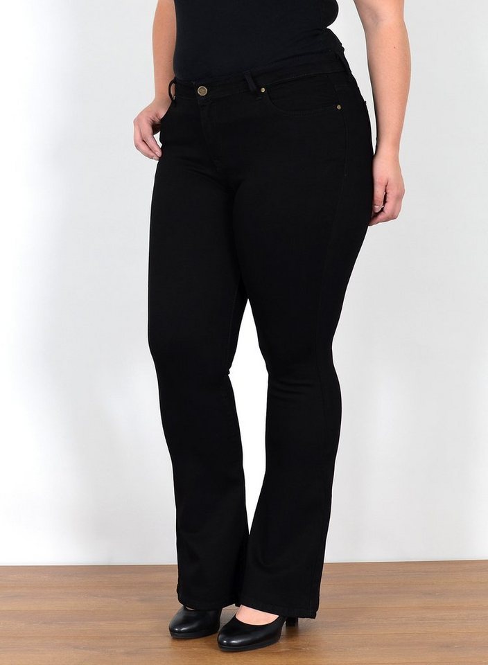 ESRA Bootcut-Jeans Bootcut Jeans Damen High Waist Schlaghose Damen Jeans Flared Hose High Waist Jeans Damen Bootcut Schlaghose Jeans weites Bein Plus Size von ESRA