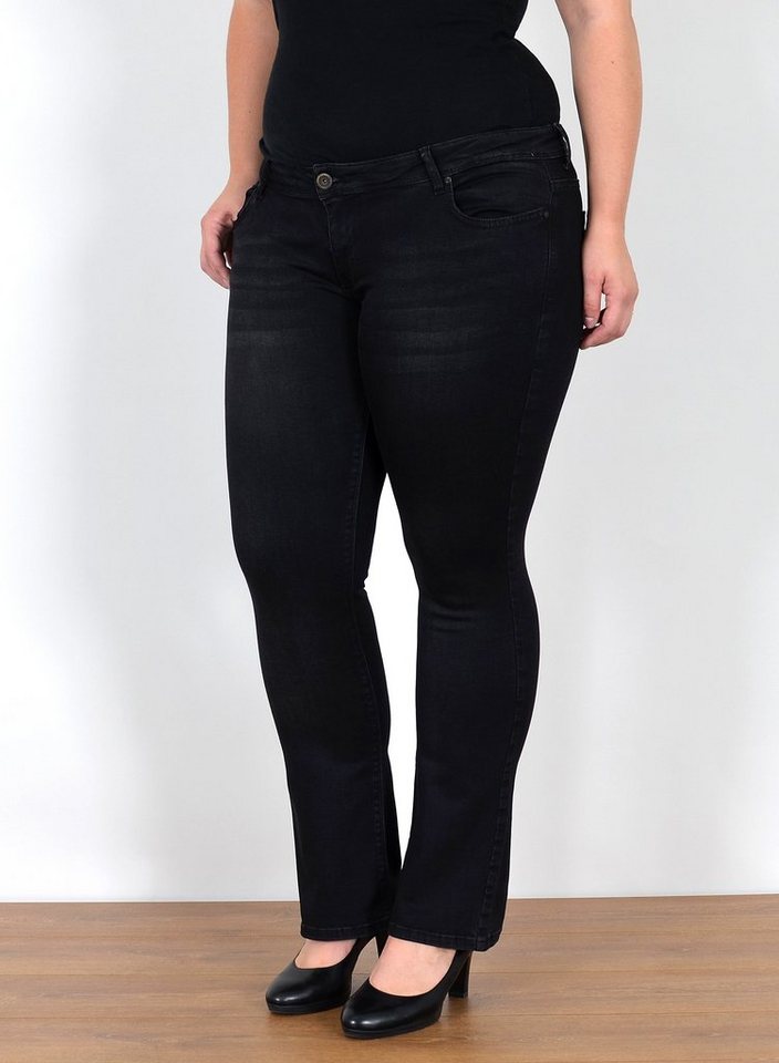 ESRA Bootcut-Jeans FB6 Damen Bootcut Jeans Hose Low Waist bis Übergröße, Jeans Bootcut Hose Damen Hüftjeans Schlaghose mit Stretch bis Plus Size, Flared Jeans mit weitem Beim und niedriger Leibhöhe bis Große Größen, Damen Schlagjeans Low Rise Bootcut Jeanshose weite Jeans 3 Knopf, Bootcut Jeans Damen mit 3 Knöpfen, Jeans Damen Jeans Hose Damen Hose, Damen Jeans Stretch Damen Jeans von ESRA