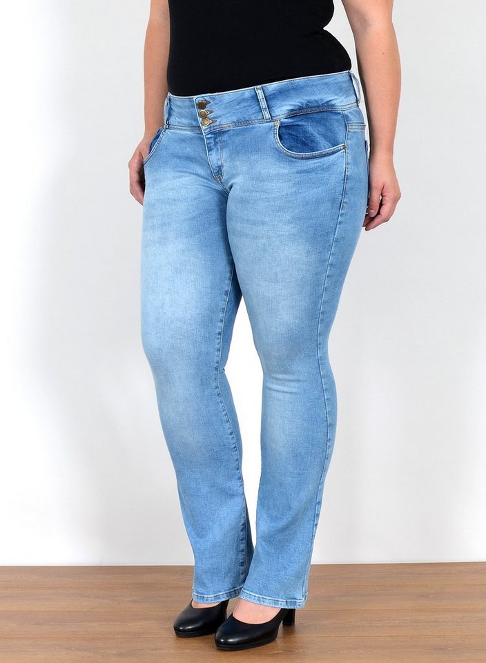 ESRA Bootcut-Jeans FB6 Damen Bootcut Jeans Hose Low Waist bis Übergröße, Jeans Bootcut Hose Damen Hüftjeans Schlaghose mit Stretch bis Plus Size, Flared Jeans mit weitem Beim und niedriger Leibhöhe bis Große Größen, Damen Schlagjeans Low Rise Bootcut Jeanshose weite Jeans 3 Knopf, Bootcut Jeans Damen mit 3 Knöpfen, Jeans Damen Jeans Hose Damen Hose, Damen Jeans Stretch Damen Jeans von ESRA