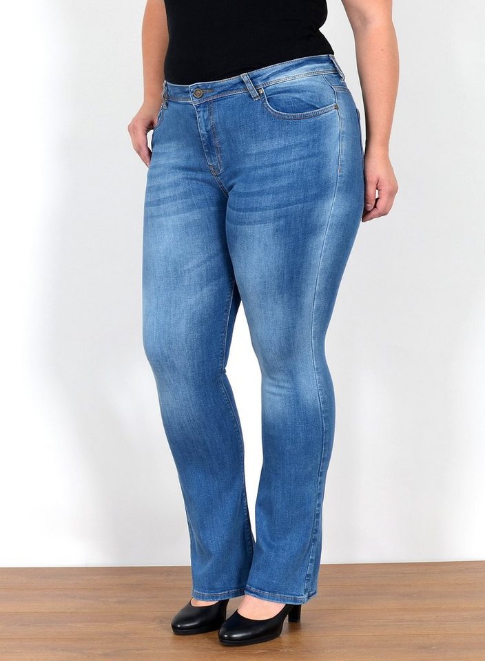 ESRA Bootcut-Jeans Stretch Jeans Damen High Waist Bootcut Jeans bis Übergröße Plus Size Wide Leg Jeans Damen Bootcut Schlaghose Damen Jeans Flared High Waist von ESRA