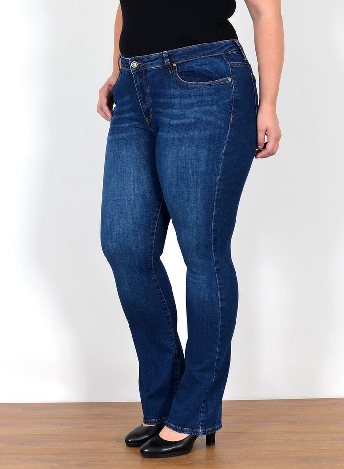 ESRA Bootcut-Jeans Stretch Jeans Damen High Waist Bootcut Jeans bis Übergröße Plus Size Wide Leg Jeans Damen Bootcut Schlaghose Damen Jeans Flared High Waist von ESRA
