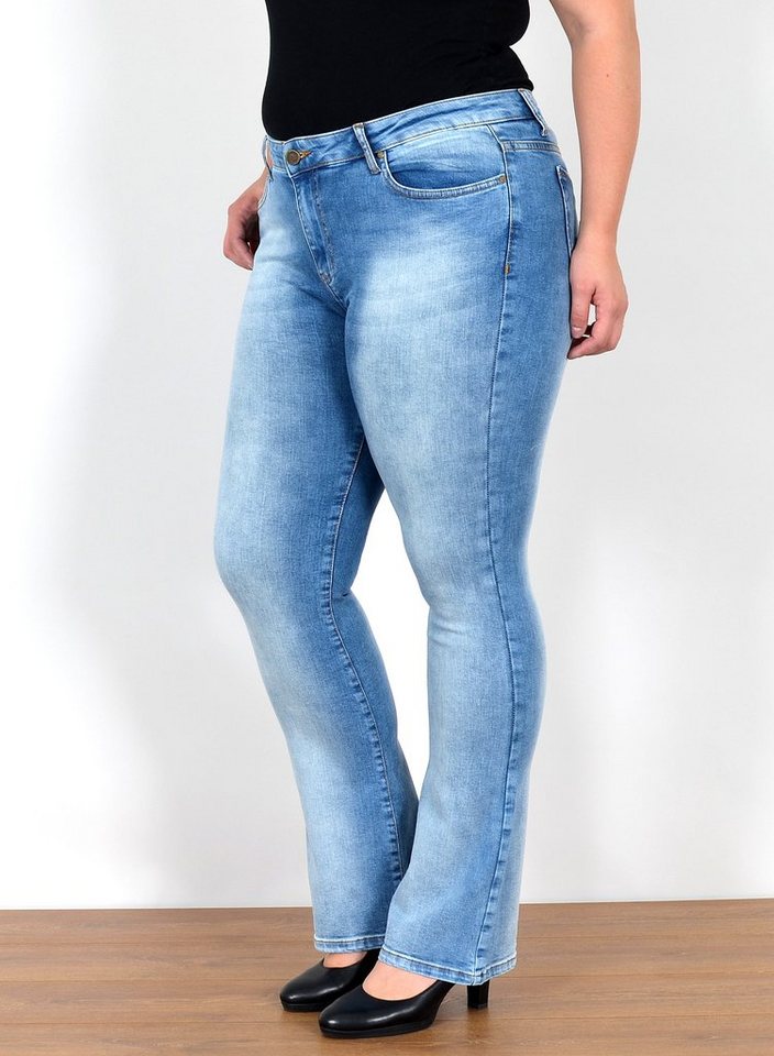 ESRA Bootcut-Jeans FB7 Damen Bootcut Jeans High Waist bis Übergröße, Damen Jeans Bootcut Hose hoher Bund weites Bein bis Plus Size, High Waist Jeans Damen Bootcut Hose hohe Leibhöhe bis Große Größe, Flared Jeans Schlag Jeanshose Schlaghose Schlagjeans Stretch, Damen Bootcut weite Jeans Hoch Bund Hose Bootcut Stretch, Bootcut Jeanshose Bootcut Jeans Bootcut Hose mit Schlag, Jeans Damen Jeans Hose Damen Hose, High Waist Jeans Damen High Waist, Damen Jeans Stretch Damen Jeans von ESRA