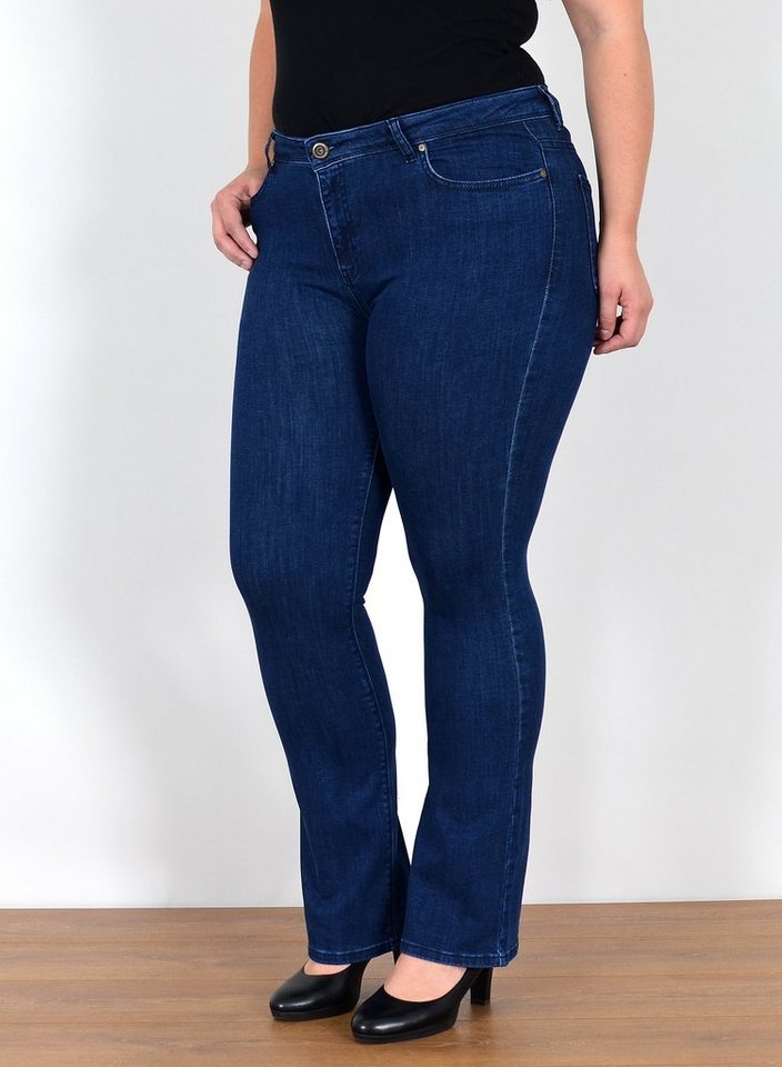 ESRA Bootcut-Jeans Stretch Jeans Damen High Waist Bootcut Jeans bis Übergröße Plus Size Wide Leg Jeans Damen Bootcut Schlaghose Damen Jeans Flared High Waist von ESRA