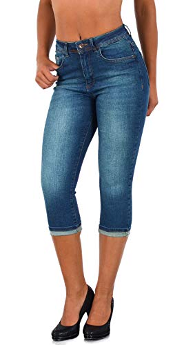 ESRA Damen Capri Jeans 3/4 Hose Sommer High Waist Jeans Hoher Bund Übergröße J740 von ESRA