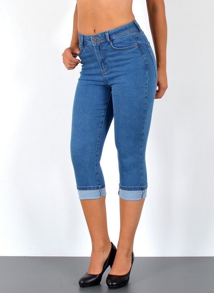 ESRA Caprijeans C21 Damen Capri Jeans High Waist, bis Übergröße / Plussize Größe, Damen 3/4 Jeans Capri Hose Hochbund, Damen Caprijeans High Rise von ESRA