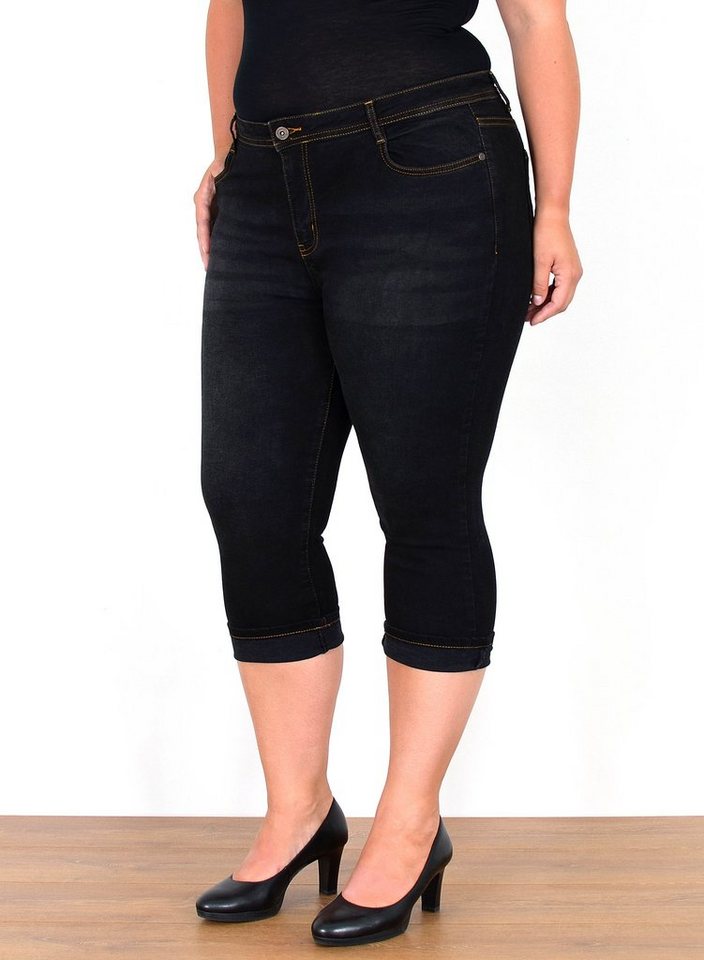 ESRA Caprijeans Capri Jeans Damen High Waist 3/4 Hose Stretch kurze Jeans Damen Sommer Damen Capri Jeans Stretch Jeans High Waist Damen 3/4 Jeans Kurz Damen von ESRA