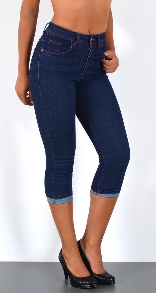 ESRA Caprijeans J740 High Waist Capri Jeans Damen, bis Übergröße / Plussize Größe, Damen 3/4 Capri Jeans-Hose Hochbund, Damen Caprijeans High Rise, Damen Jeans Damen Hose Damen hohe Leibhöhe, Capri Jeans Capri Hose Capri Damen Sommerhose Sommerjeans, 3/4 Jeans 3/4 Hose High Waist von ESRA