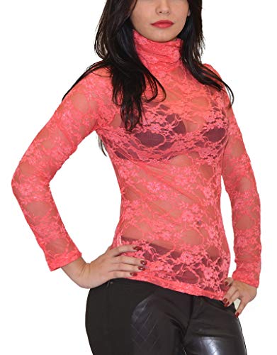 ESRA Damen Bluse Shirt Damen Oberteil Langarm transparent in vielen Farben B13 von ESRA