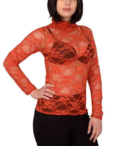 ESRA Damen Bluse Shirt Damen Oberteil Langarm transparent in vielen Farben B13 von ESRA